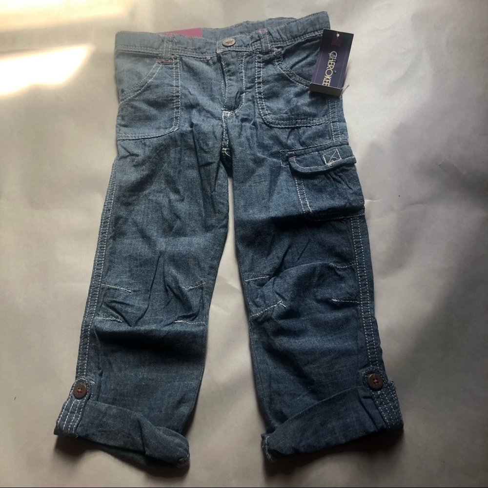 ❤️3 for $20 NWT Cherokee Blue Cotton Pants Size 4T Adjustable Waist